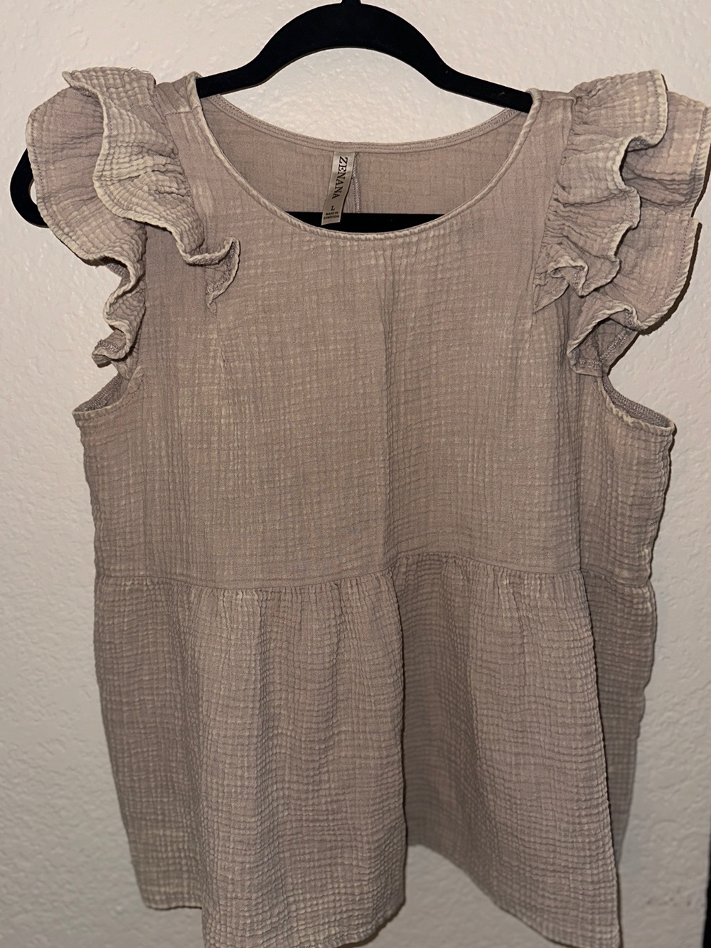 Boutique Women's Gauze Ruffle Sleeve Tank Blouse